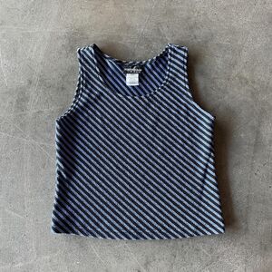 90s Boxy Blue Striped Tank Size 8